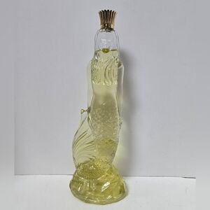 Avon Sea Maiden Decanter Glass Bottle Mermaid Gold-Tone Crown Cap